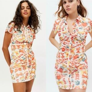 Urban Outfitters Multicolor Ruched Mini Dress
